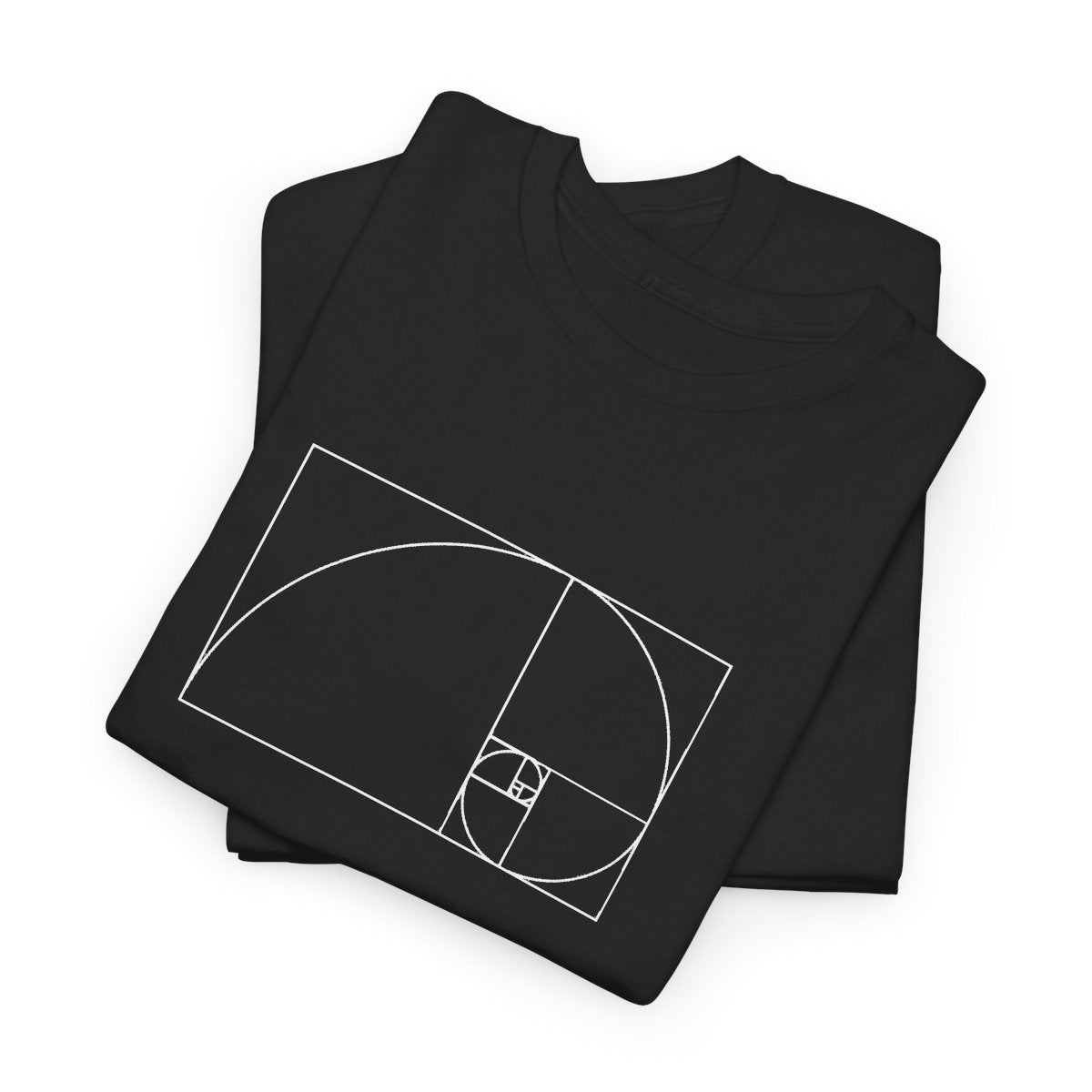 Golden Spiral T-Shirt — Folded, Black — genuine Printify mockup