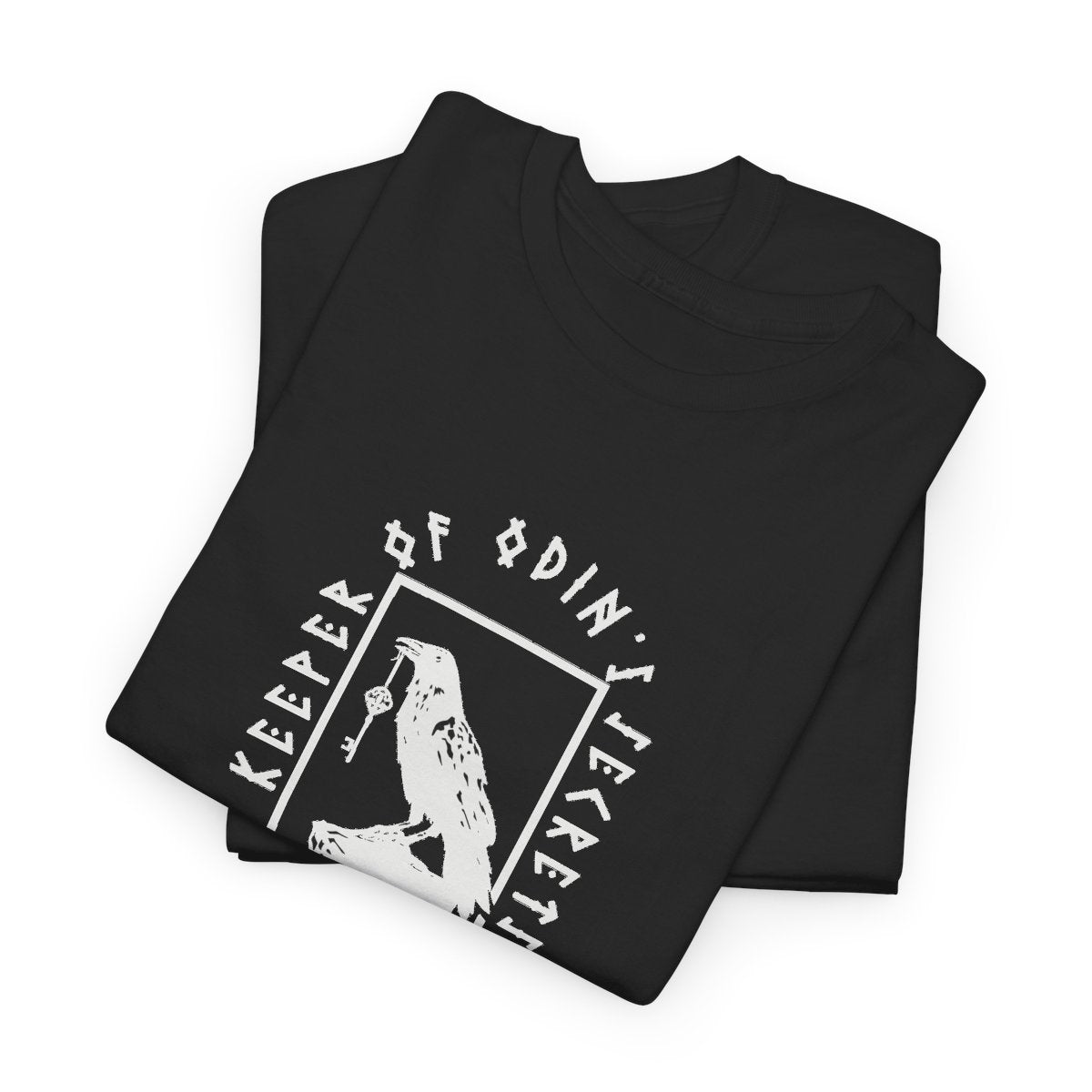 Raven T-Shirt — Folded, Black — genuine Printify mockup