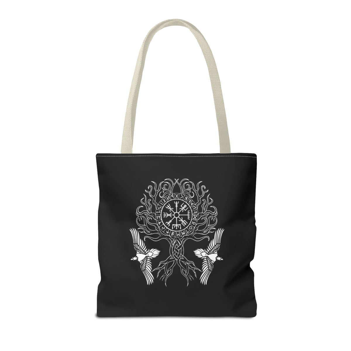 Yggdrasil Tree Tote — Back, 16" × 16'', Beige